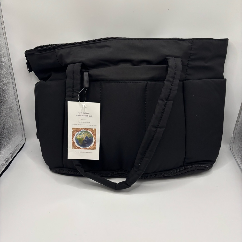 Wandering Nature puffer tote bag and makeup bag